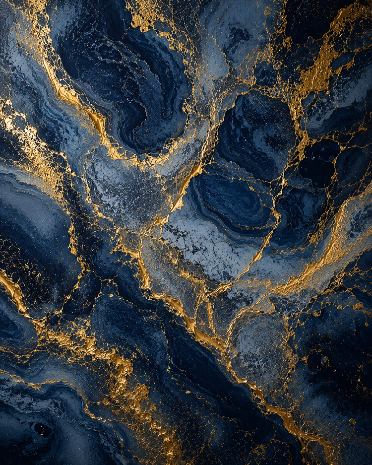 Gold And Blue Wall Art